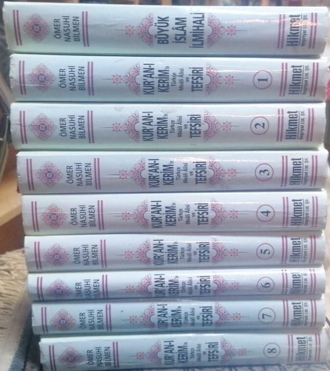 Kur'an-ı Kerim'in Türkçe Meali Alisi ve Tefsiri 8 Cilt + Büyük İslam İlmihali - Ömer Nasuhi Bilmen 17x24