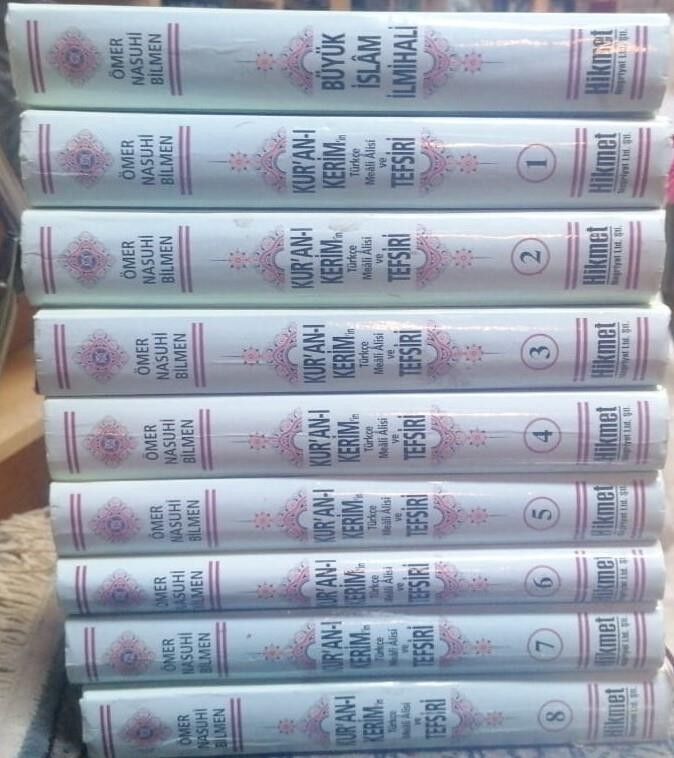 Kur'an-ı Kerim'in Türkçe Meali Alisi ve Tefsiri 8 Cilt + Büyük İslam İlmihali - Ömer Nasuhi Bilmen 17x24