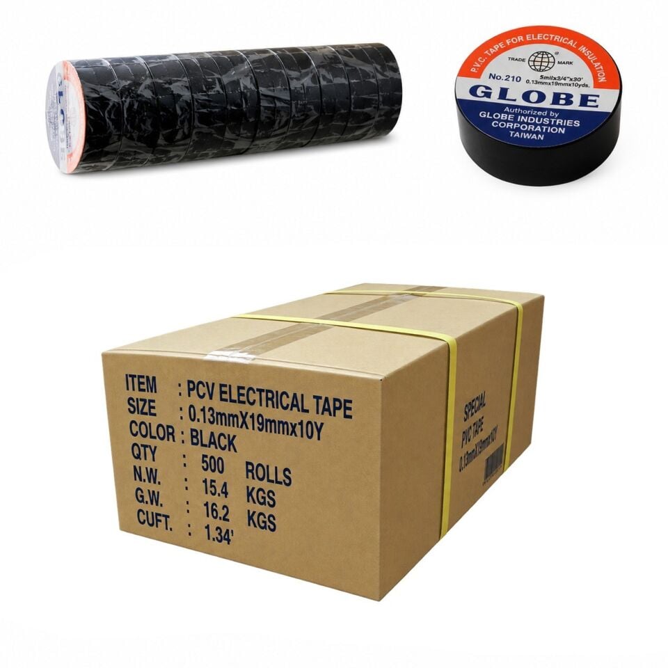 Globe İzole Elektrik Bandı 0,13mmx19mmx10yds SİYAH (1 Koli:500 Ad.)